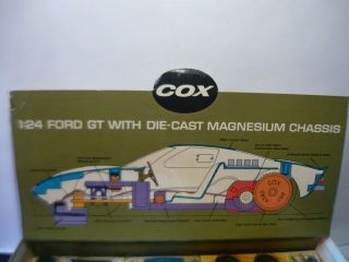 COX VINTAGE 1/24 1/25 GOOD FORD GT 40 SLOT CAR RUN CHASSIS BOX REVELL KB AMT 5