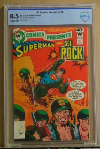 Dc Comics Presents 10 Cbcs 8.  5 Vf,  Ow/w Pgs,  Sgt Rock & Superman,  Rare Whitman