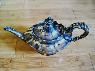 Reed & Barton Victorian Silverplate Coffee Pot 3515 6 Silver Plate Tea Pot 7 "