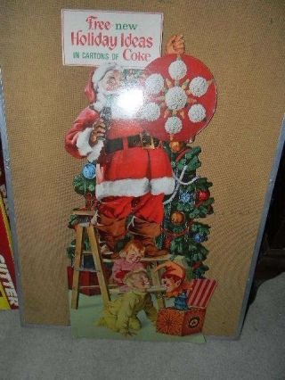 Vintage Late 1940s Early 1950s Coca Cola Coke Santa Claus Counter Top Sign