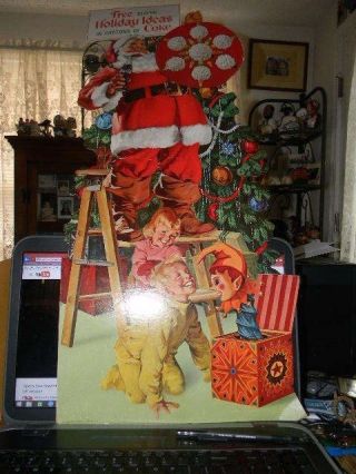 VINTAGE LATE 1940s EARLY 1950s COCA COLA COKE SANTA CLAUS COUNTER TOP SIGN 2