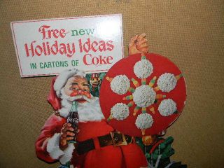 VINTAGE LATE 1940s EARLY 1950s COCA COLA COKE SANTA CLAUS COUNTER TOP SIGN 3