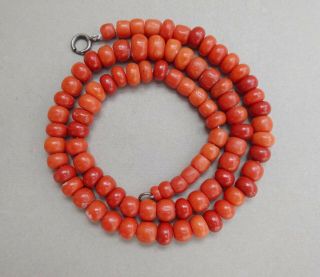 Antique Victorian Natural Chunky Coral Bead Necklace 18.  Inches Long