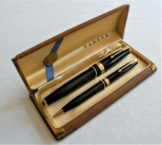 Parker 51 Vacumatic Fountain Pen & Mechanical Pencil Set - Vintage Black