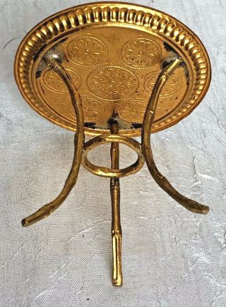 Antique German Ormolu Round Doll House Table 2 7/8 