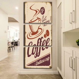 Vintage Coffee Sign Canvas Wall Art Print For Cafe And Kitchen Decor