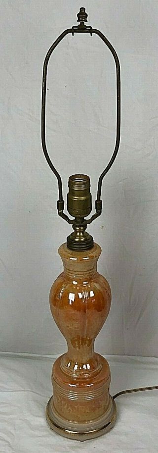 Vintage Aladdin Electric Alacite 26 1/2 " Table Lamp Orange With Gold Trim