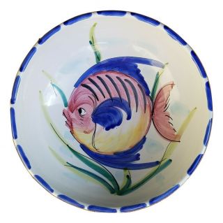 Vietri Vintage Al Mare Hand Painted Fish 10 " Stoneware Serving Bowl