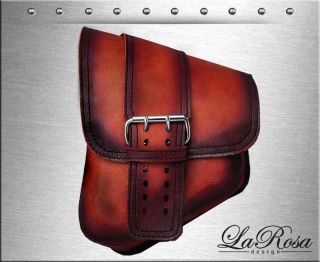 La Rosa Vintage Shedron Leather Solo Strap Harley Softail Rigid Left Saddle Bag
