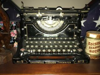 Antique Underwood No.  5 Standard Vintage Typewriter Rare - With Cover