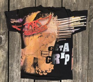 Vintage Aerosmith Get A Grip All Over Print T Shirt 1993 Band Tour Tee 2