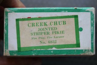 Vintage Creek Chub Jointed Striper Pikie Fire Wood Fishing Lure No.  6832 Rainbow 7