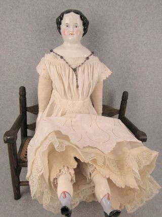 28 " Antique German Kestner China Shoulder Head & Cloth Body Doll 1880s