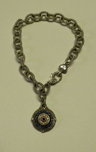 Judith Ripka CZ Sterling Silver Necklace & Bracelet Set Blue Rhinestones 2