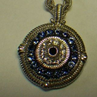 Judith Ripka CZ Sterling Silver Necklace & Bracelet Set Blue Rhinestones 7