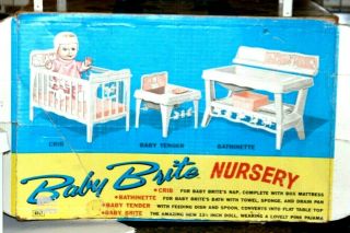 Vintage 1964 Baby Brite Nursery Topper Toys Crib Doll Playset Complete
