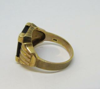 10K Yellow Gold Black Onyx Vintage Mason Masonic Ring Size 10 5