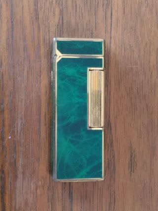 Vintage Dunhill Swiss Made Rollagas Lighter Green Malachite Detail Estate Piece