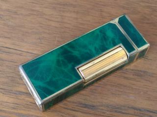 Vintage Dunhill Swiss Made Rollagas Lighter Green Malachite Detail Estate Piece 2