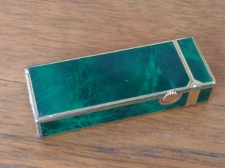 Vintage Dunhill Swiss Made Rollagas Lighter Green Malachite Detail Estate Piece 3