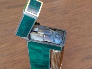 Vintage Dunhill Swiss Made Rollagas Lighter Green Malachite Detail Estate Piece 6