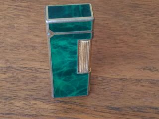Vintage Dunhill Swiss Made Rollagas Lighter Green Malachite Detail Estate Piece 7