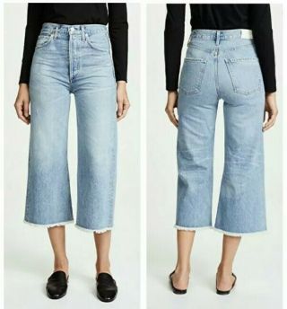 Citizens Of Humanity Premium Vintage Emma High Rise Wide Leg Crop Jeans 32 Nwot