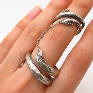 925 Sterling Silver Vintage Wrapped Snake Design Chain Rings Size 8 / 9