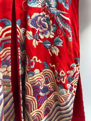 Stunning Vintage Antique Red Silk Embroidered Kimono/ Robe 4