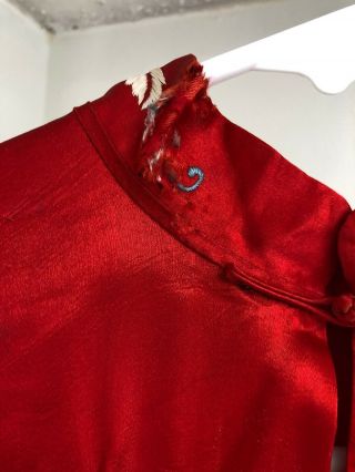 Stunning Vintage Antique Red Silk Embroidered Kimono/ Robe 5