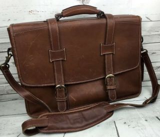 Korchmar Leather Briefcase Vintage Scholar Researcher Laptop Brief Bag W/ Strap