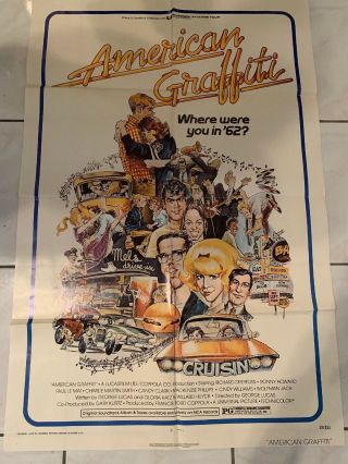 Vintage Movie Poster American Graffiti Warner Brothers.  1973 Number 73/253