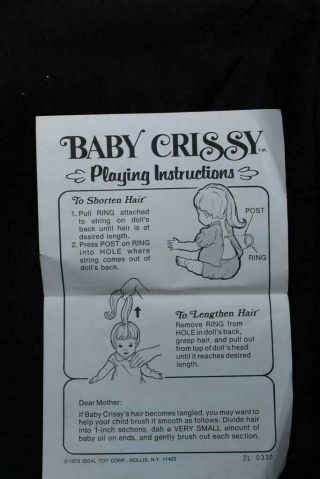 VINTAGE 70 ' S IDEAL BABY CRISSY DOLL - AFRICAN AMERICAN / BLACK VERSION 24 