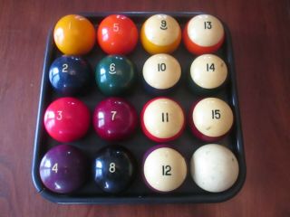 Rare Vintage Antique Billiard Complete Pool Ball Set - No Circles Around Numbers