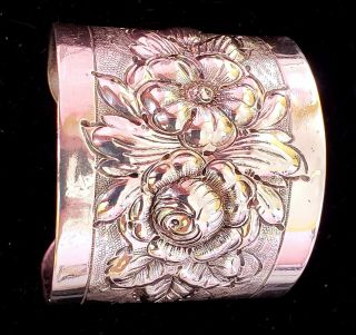 Vintage Kulik Kulikraft Hand Wrought Sterling Silver Rose Cuff Bracelet Look