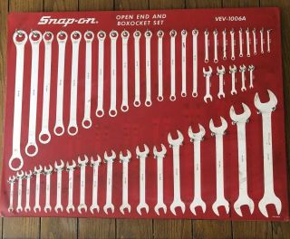 Vtg Snap On Tool Location Board For Wall Box Or Wall.  Open End Boxocket Wrenches