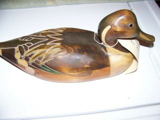 Wooden decoy Tom Tabor Vintage Wooden Duck Decoy Signed Tom Tabor 2