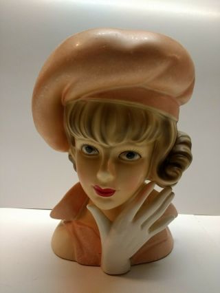 Vintage Relpo Lady Head Vase Large 7 " K1694l
