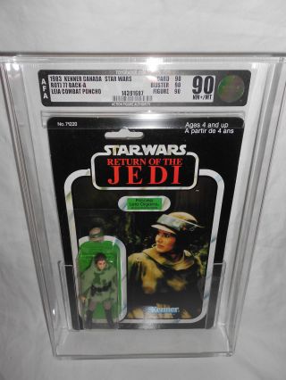 VINTAGE STAR WARS LEIA COMBAT PONCHO AFA 90 CLEAR 90/90/90 KENNER CANADA 2