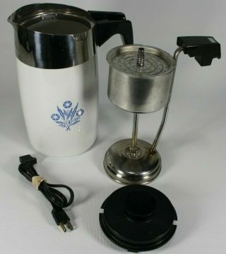 Vintage Corning Ware Blue Cornflower 10 Cup E - 1210 Electric Coffee Percolator