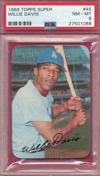 Psa 8 Nm - Mt 1969 Topps 45 Willie Davis Graded Vintage Test Issue Card