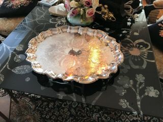 Shabby Oval 18 " X15 " Footed Silvered Serving Tray Drinks Sandwiches Pineapples