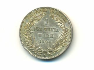 German Guinea:KM - 5,  1 mark,  1894 RARE SILVER AU - UNC 2