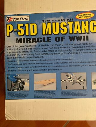 Vintage Balsa Wood Kit Top Flite GIANT 1/5th SCALE GOLD EDITION P - 51D Mustang 2