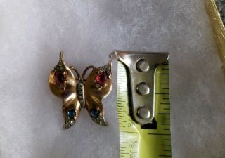 Rare Vintage Sterling Silver Signed Trifari Butterfly Gemstone Brooch Pin Jewels 3