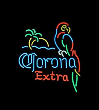 Parrot Corona Extra Neon Sign Pub Bar Beer Night Club Artwork Vintage Bistro
