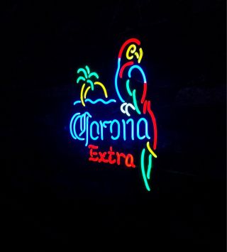 Parrot Corona Extra Neon Sign Pub Bar Beer Night Club Artwork Vintage Bistro 3