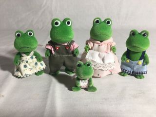 Calico Critters/sylvanian Families Vintage Frog Family Of 5