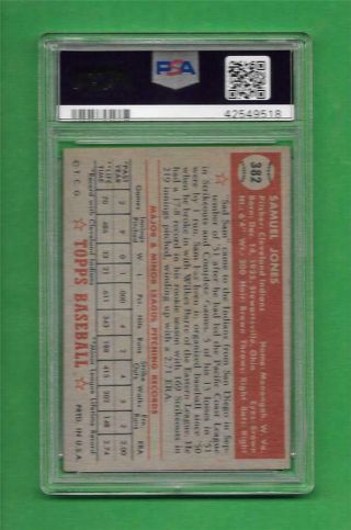 1952 Topps 382 Sam Jones STRONG ROOKIE PSA Good 2 vintage baseball card 2