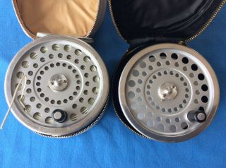 Vintage Hardy Marquis No1 Salmon Fly Reel Spare Spool & Two Hardy Zip Cases